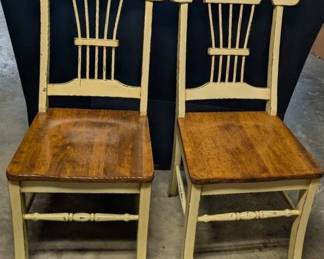 Pair of Vintage Wooden Dining Chairs 37 H x 18 L x 17 W