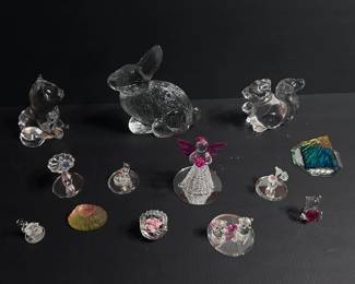 Lot of 13 Glass and Crystal Figurines Includes Princess House