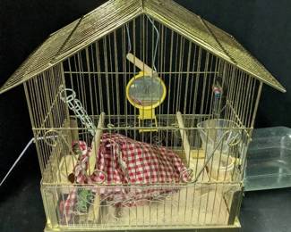 Vintage 1960s Handmade Bird Cage with Cover