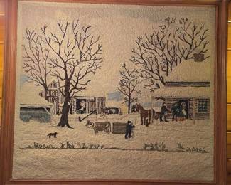 Framed Latch Hook Wall Hanging