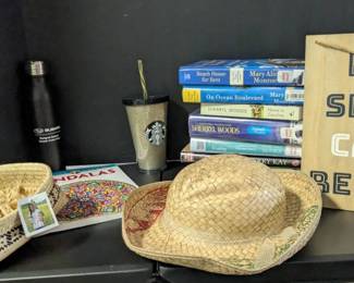 Relaxation Camp Life Lot Books, Decor, Straw Hats More