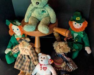 Charming Collectible Plush Lot TY Beanies, Vintage Bears Irish Dolls