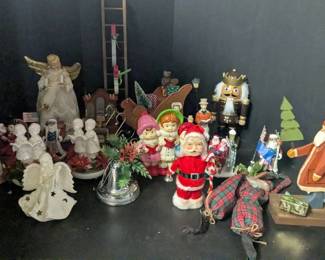 Vintage Handmade Christmas Decor Mystery Lot Angels, Santas, Nutcrackers More