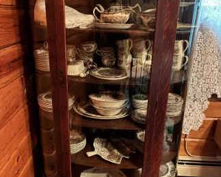 Vintage Wooden Display Cabinet Glass Front Interior Wooden Shelves China not included