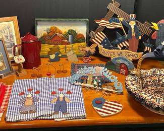 Country Americana Decor Lot Patriotic, Farmhouse, Primitive Kitchen Accents