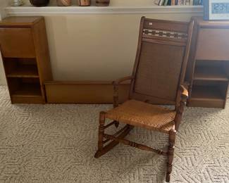 2 Vintage nightstands & full headboard, rocker