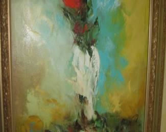 Closeup of Geegee Collins oil painting
