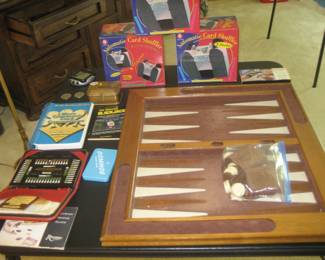 Backgammon and other games, card shufflers