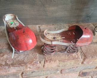 Rare 50's Metal Spring Powered Space Moon Boots - Pogo Style Toy Shoes for Jumping