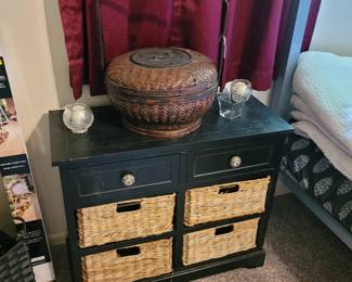 Chinese Picnic Basket atop a fun Storage Chest