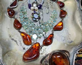 Amber Vintage Pieces of Jewelry.
