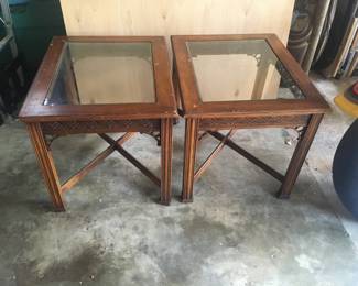 Mahogany glass top tables