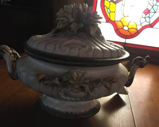 Vintage Capodimonte soup tureen or lidded serving bowl.
