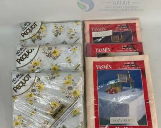 Yasmin & Pequot Tablecloths, Floral & Solid Patterns, Various Sizes