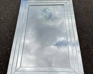 Rectangular Wall Mirror with Silver Beveled Glass Frame