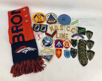 Denver Broncos Scarf and Military Patches Collection, Various Colors and Patterns