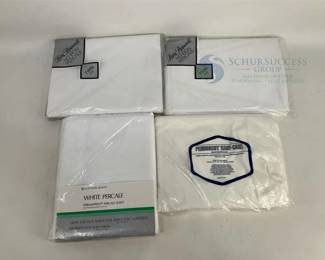 Twin Size White Percale Flat Sheets