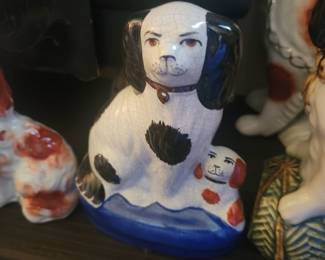 Ceramic Staffordshire Dog with puppy