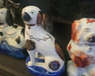 Antique 19th century Staffordshire Dog White w/dark brown spots