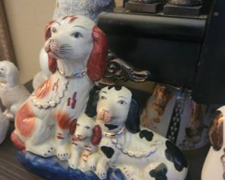 Ceramic Dog Family in the style of Staffordshire Dogs