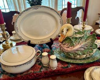 Lenox China & Unique Majolica Swan Tureen