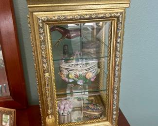 Pretty marble top small curio cabinet