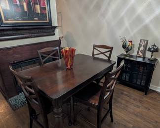 Solid wood dining table (extendable) and chairs