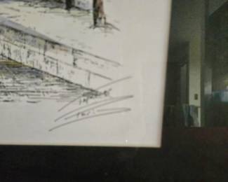 Pen/Pencil & Watercolor of Paris Scene - Signed, but Signature is Illegible - Matted & Framed