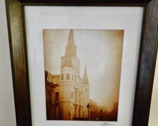 Framed & Matted Photography of European Architecture - Illegible Signature