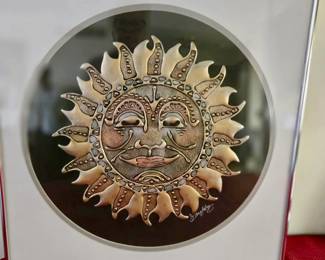 Joel Zaretsky (1938-2022) NY Artist c. 1980s Multi-Media Sun (Framed)