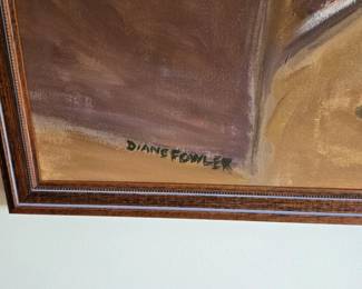 Two Large Oversized Paintings of Two Musical Gents at Home by Diane Fowler - Framed