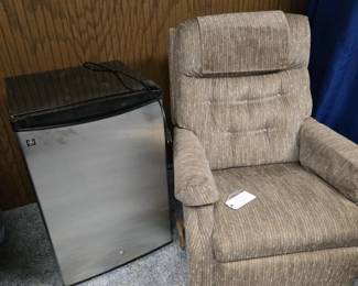 Rocker/Recliner and Dorm Size Refrigerator