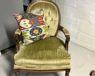 Olive green velvet chair $5