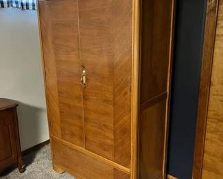 Oak wardrobe with shelves and drawer inside $25