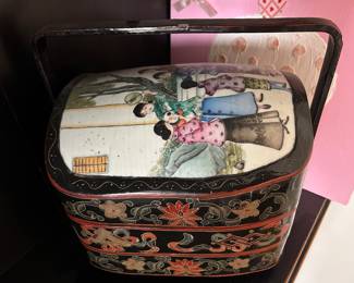 Chinese wedding box with porcelain top