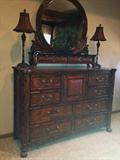West Indies Collection American Signature dresser chest, mirror stand, and lamps