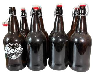 8 Amber Glass Beer Bottles