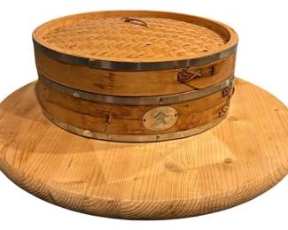 Wood Cutting Board and Bamboo Steamer