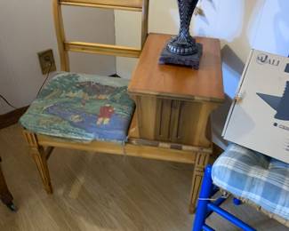 Gossip bend and vintage chair painted blue (matching chair is white)
