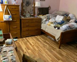 Gorgeous vintage bedroom set and we are accepting offers by piece or for the set!
A bunch of linens (some brand new!), some jewelry