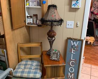 Gossip bench, cabinet, lamp and more