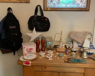 Vintage mirror, rolling kitchen cart, coastal decor and more