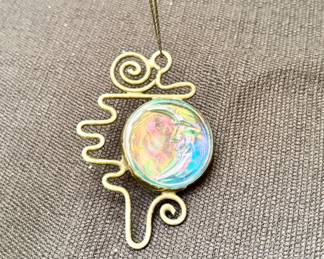 .925 silver long chain with crescent moon glass pendant