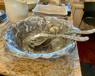 Arthur Court Bunny Rabbit Serving Bowls with serving utensils