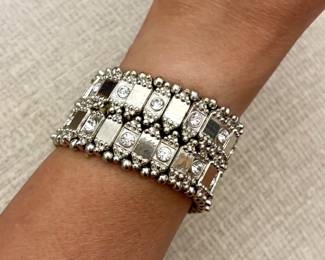 Silver tone & rhinestone stretch bracelet