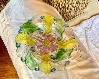 Vintage 1940 Indiana Glass Wild rose relish tray