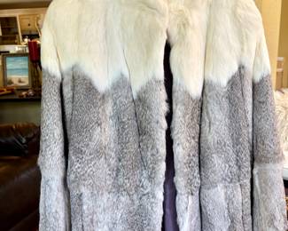 Vintage Two tone fur coat, white & grey