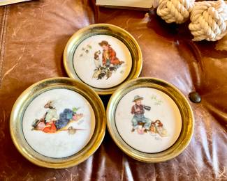 Gorham Brass, Norman Rockwell vintage coasters