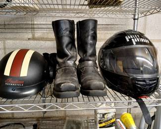 Indian and Harley helmets
Leather boots