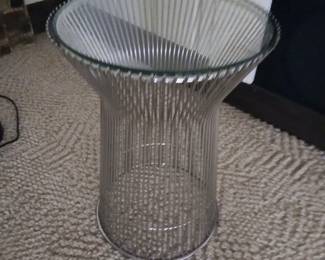 Pair of metal and glass end tables
